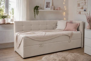 FAVIO boxspringbed, daybed met opbergruimte VELOURSLOOK Kinder Meubels 24