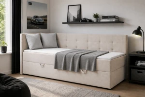 FAVIO boxspringbed, daybed met opbergruimte VELOURSLOOK Kinder Meubels 24