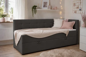 FAVIO boxspringbed, daybed met opbergruimte VELOURSLOOK Kinder Meubels 24