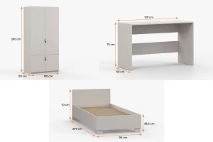 MANO D tienerkamerset / kinderkamerset met bed 90x200 cm, MANO-collectie Kinder Meubels 24