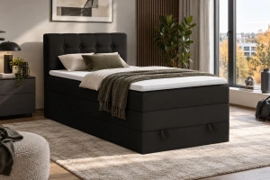 JUNG 1 120x200 Kronos 7 Zwart boxspringbed gestoffeerd bed compleetbed Kinder Meubels 24