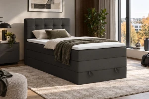 JUNG 1 120x200 Kronos 34 Antraciet boxspringbed gestoffeerd bed compleetbed Kinder Meubels 24