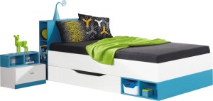 MOBY Eenpersoonsbed wit/blauw Kinder Meubels 24