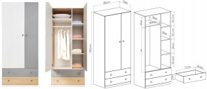 POKO 03 Kledingkast 80 cm Kinder Meubels 24