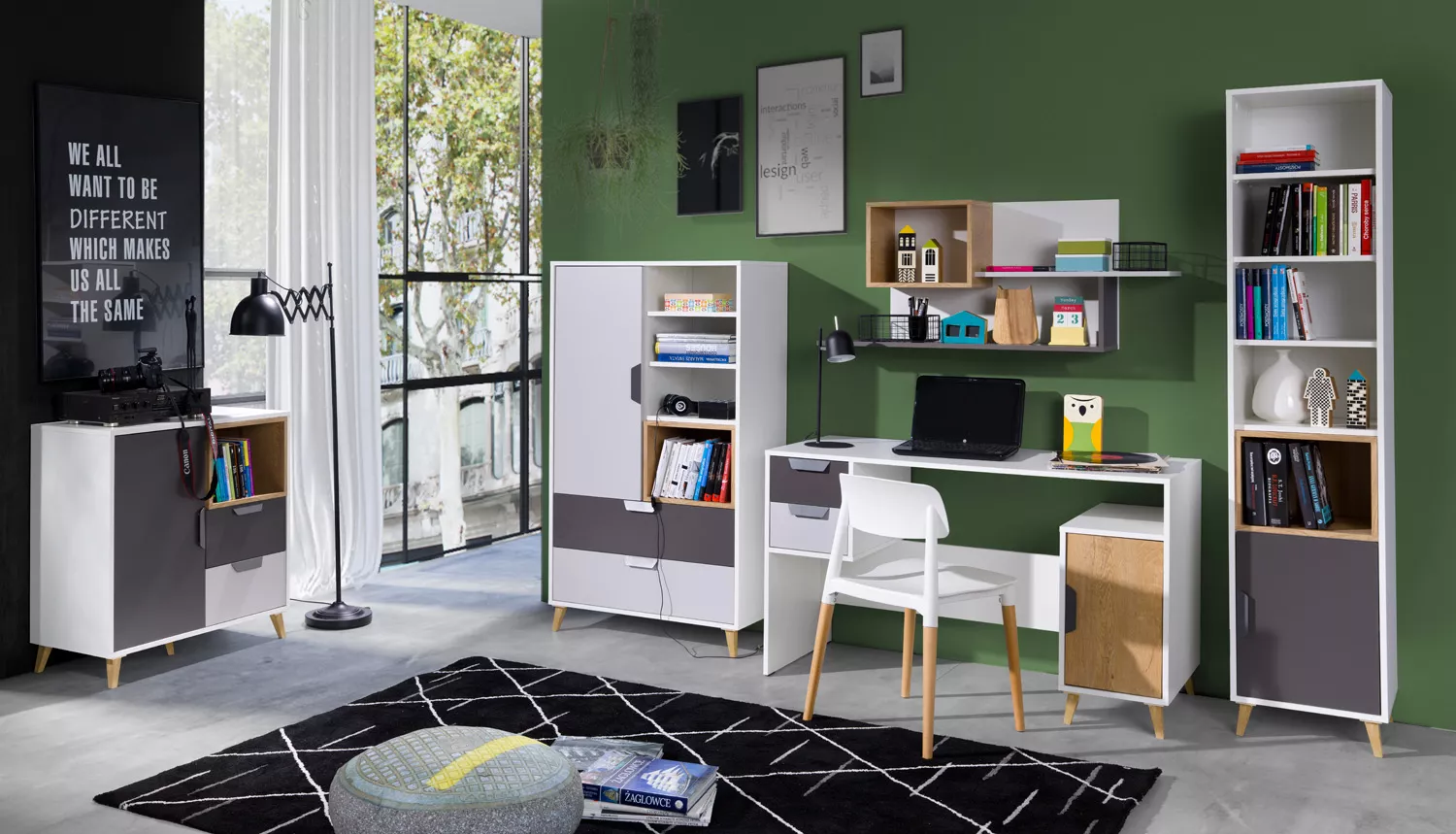 JUSTIN 5 Kinderkamer Set met Vitrinekast Kinder Meubels 24