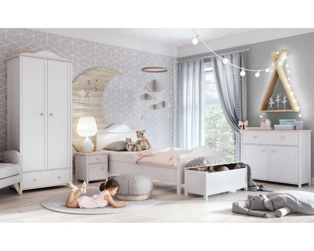 L-LU004 Kinderkamer-Set met Nachtkastje Kinder Meubels 24