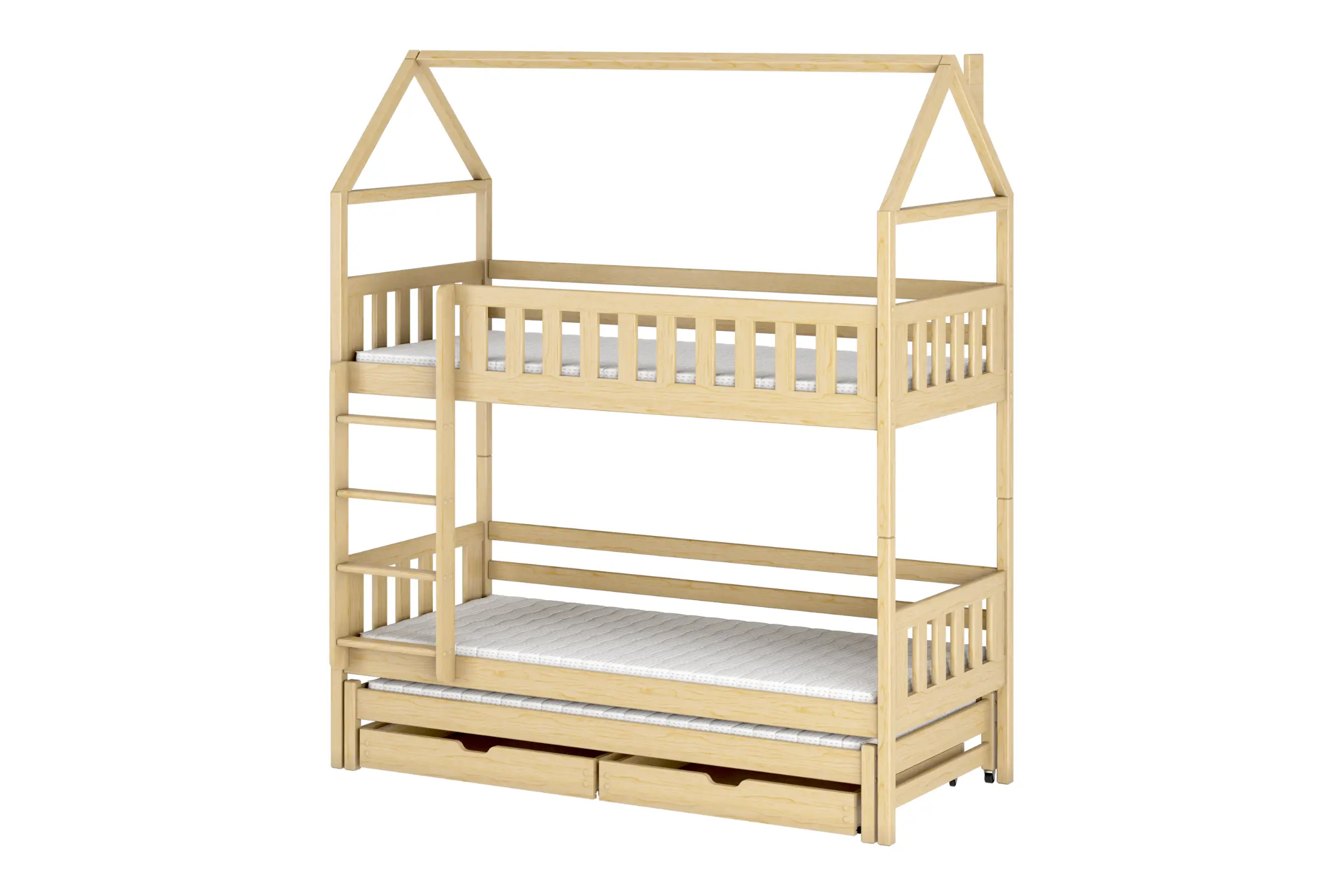 JERRY 90x200 Natuurlijk Grenenhout Stapelbed Huisbed Kinder Meubels