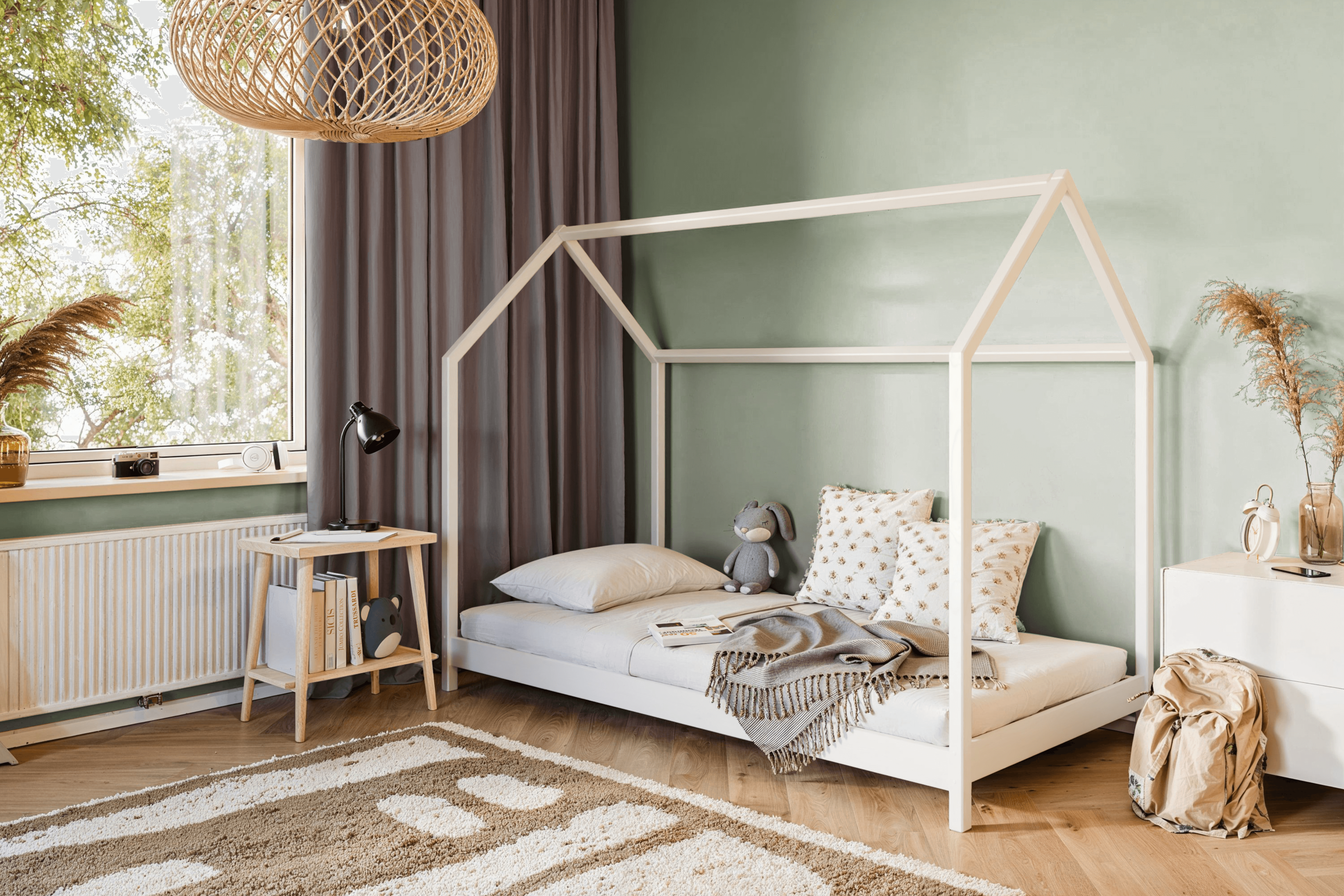 LAKI 90x200 Grafiet Kinderbed Huisbed Kinder Meubels