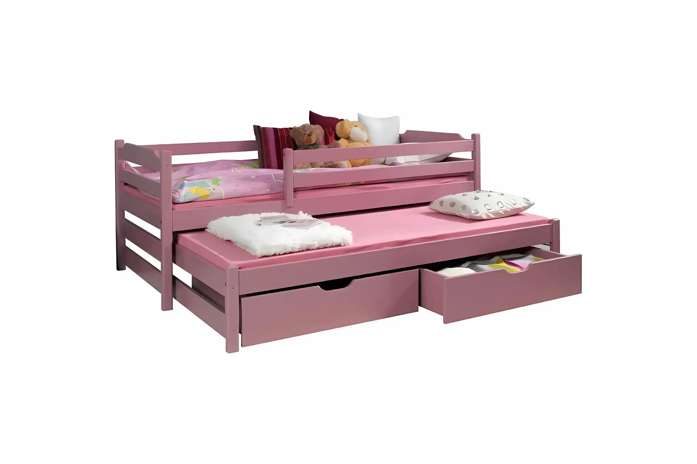MIKE 90x200 Roze Kinderbed Uitschuifbed met Laden Kinder Meubels