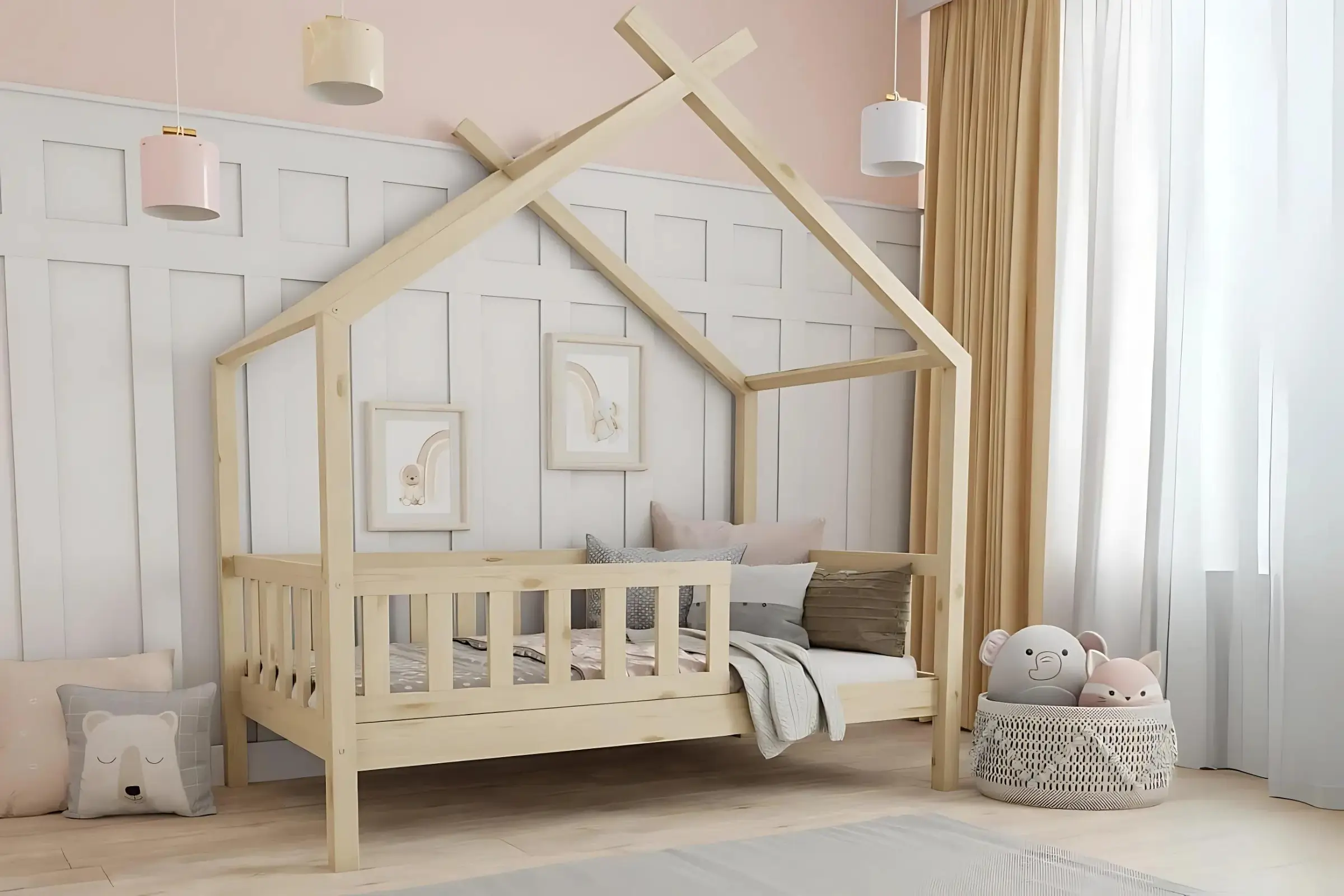 STAR PLUS 120x200 Grenen Huisbed Eenpersoonsbed Kinder Meubels