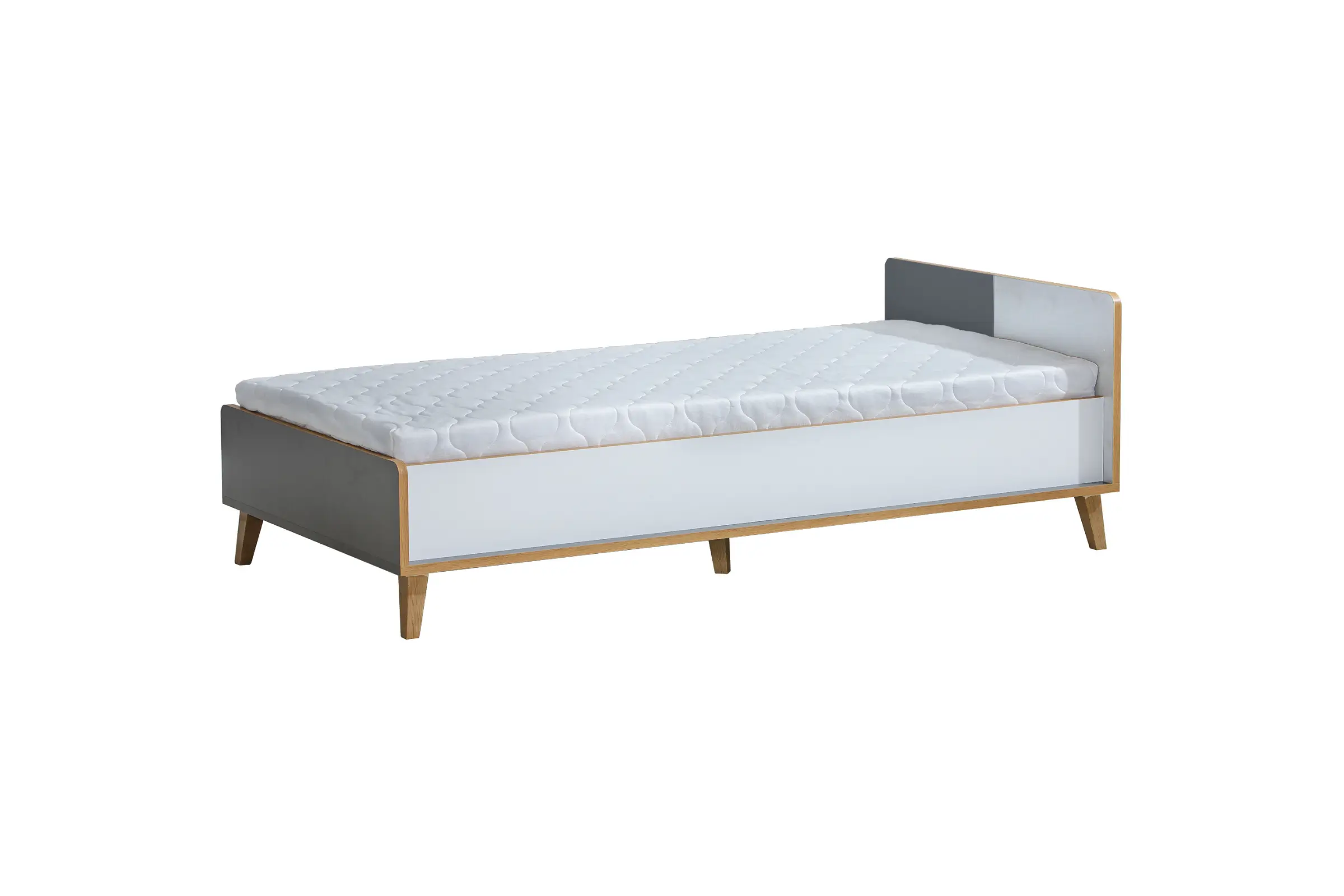 WILLY W10 195x90 Antraciet + Wit + Eik Riviera Kinderbed Jeugdbed Eenpersoonsbed Kinder Meubels