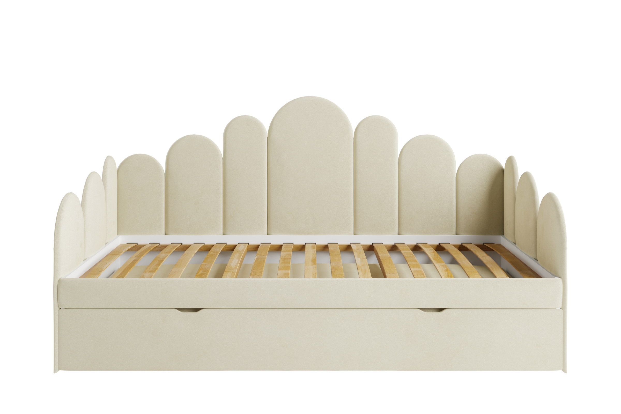 JESS 90x200 Magic Velvet 2256 Crème gestoffeerd bed kinderbed uitschuifbed voor kinderen en jongeren Kinder Meubels 24