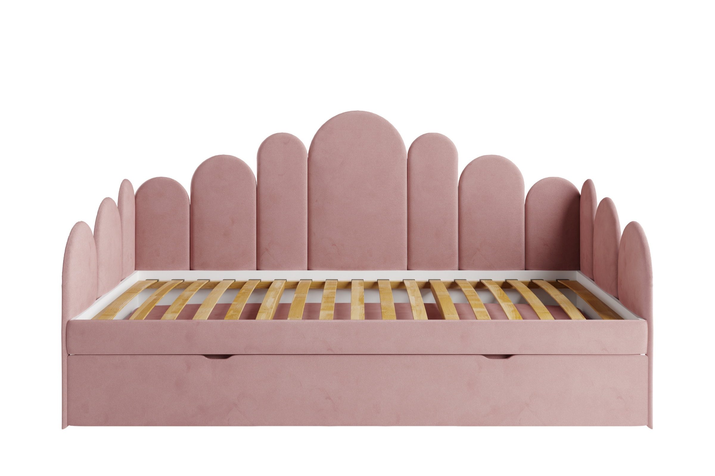 JESS 90x200 Magic Velvet 2269 Roze gestoffeerd bed kinderbed uitschuifbed voor kinderen en jongeren Kinder Meubels 24