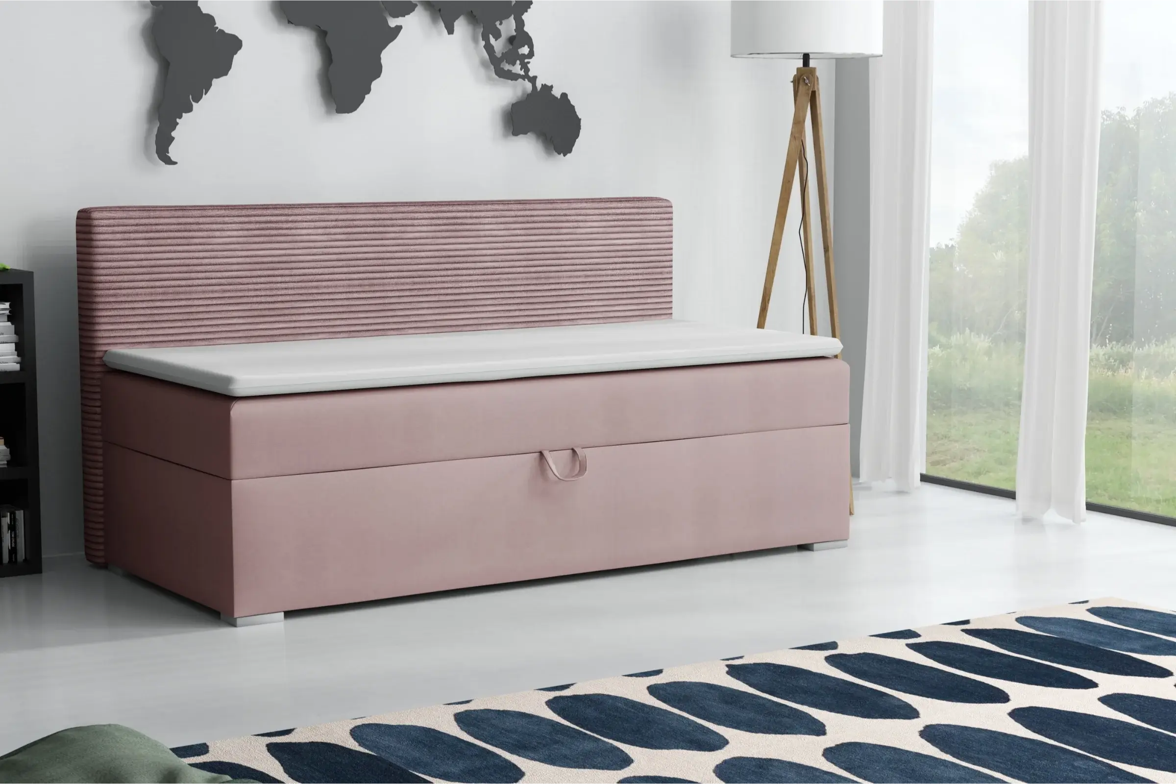 MATI 100x200 Poso 27/Kronos 27 Roze boxspringbed gestoffeerd bed compleetbed Kinder Meubels 24