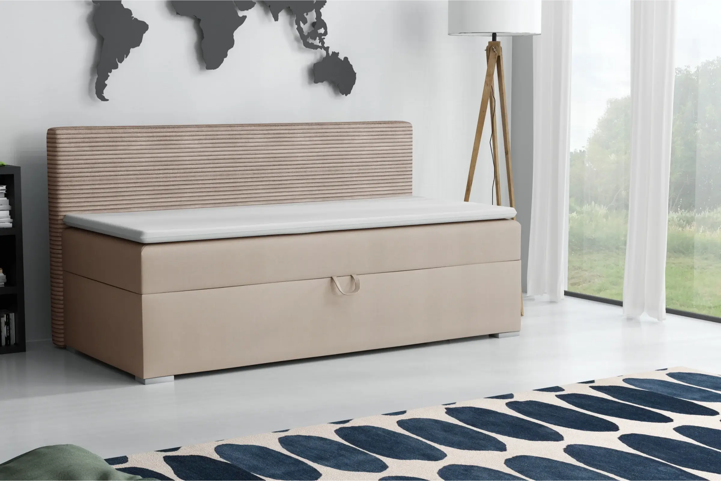MATI 90x200 Poso 2/Paros 2 Beige boxspringbed gestoffeerd bed compleetbed Kinder Meubels 24