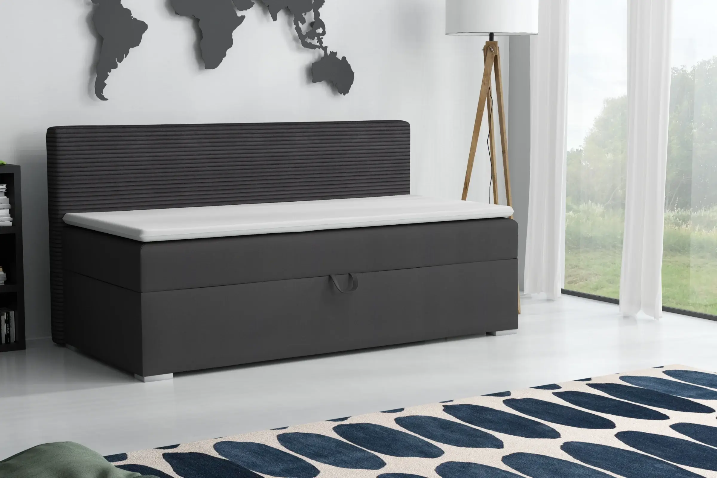 MATI 90x200 Poso 34/Kronos 34 Antraciet boxspringbed gestoffeerd bed compleetbed Kinder Meubels 24