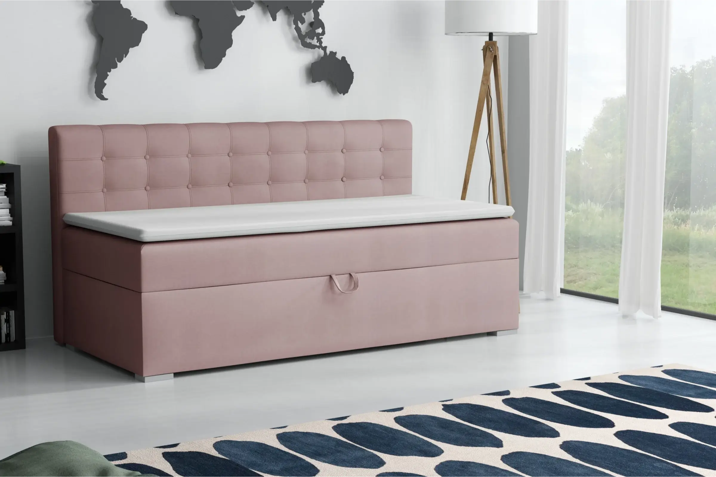PATI 90x200 Kronos 27 Roze boxspringbed gestoffeerd bed compleetbed Kinder Meubels 24