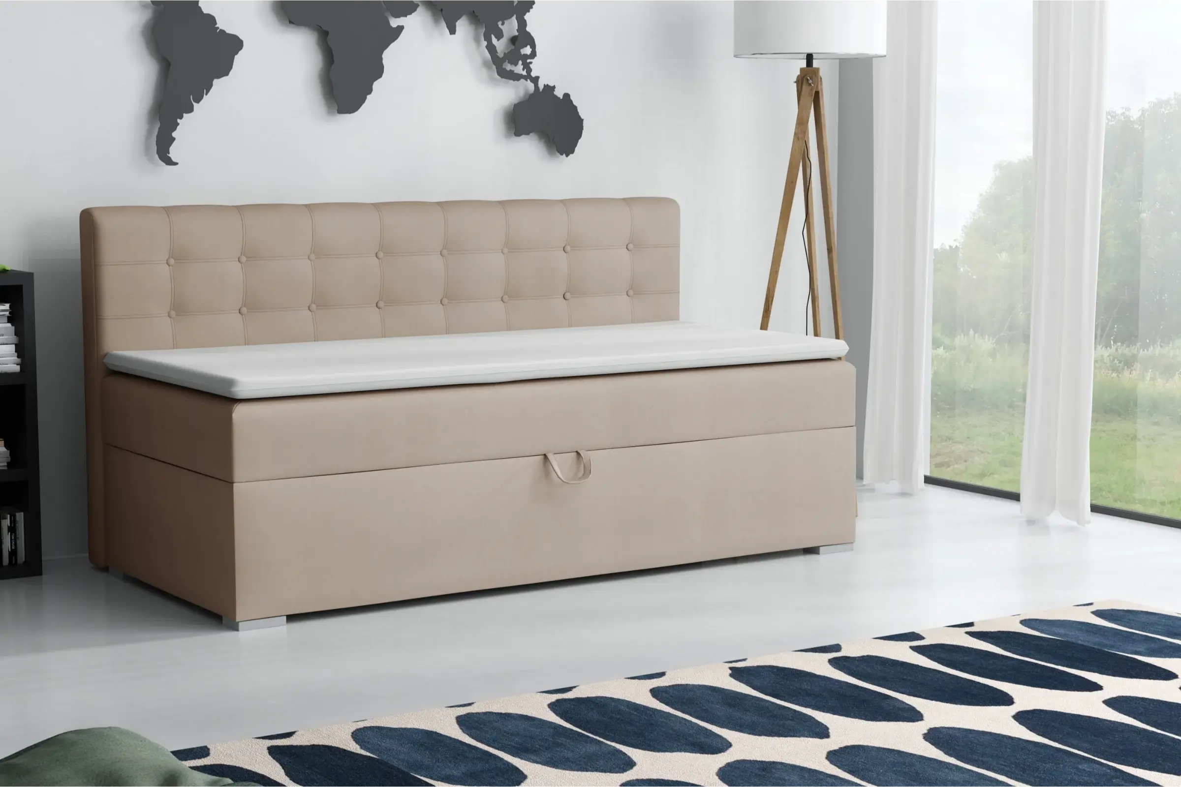 PATI 90x200 Paros 2 Beige boxspringbed gestoffeerd bed compleetbed Kinder Meubels 24