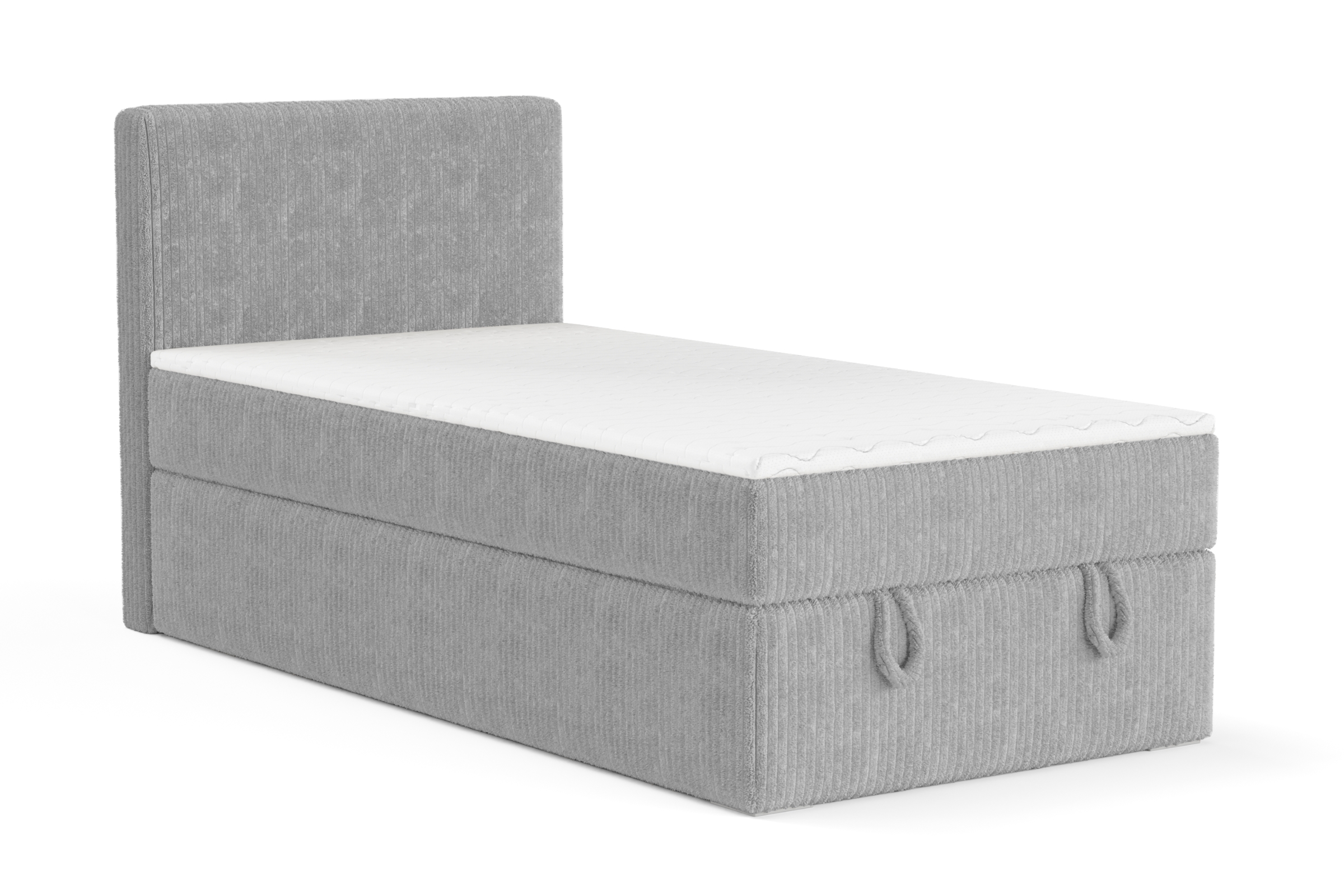 DENIS MINI 120x200 Cord Poso 55 Lichtgrijs boxspringbed met opbergruimte en een doorlopende matras Kinder Meubels 24