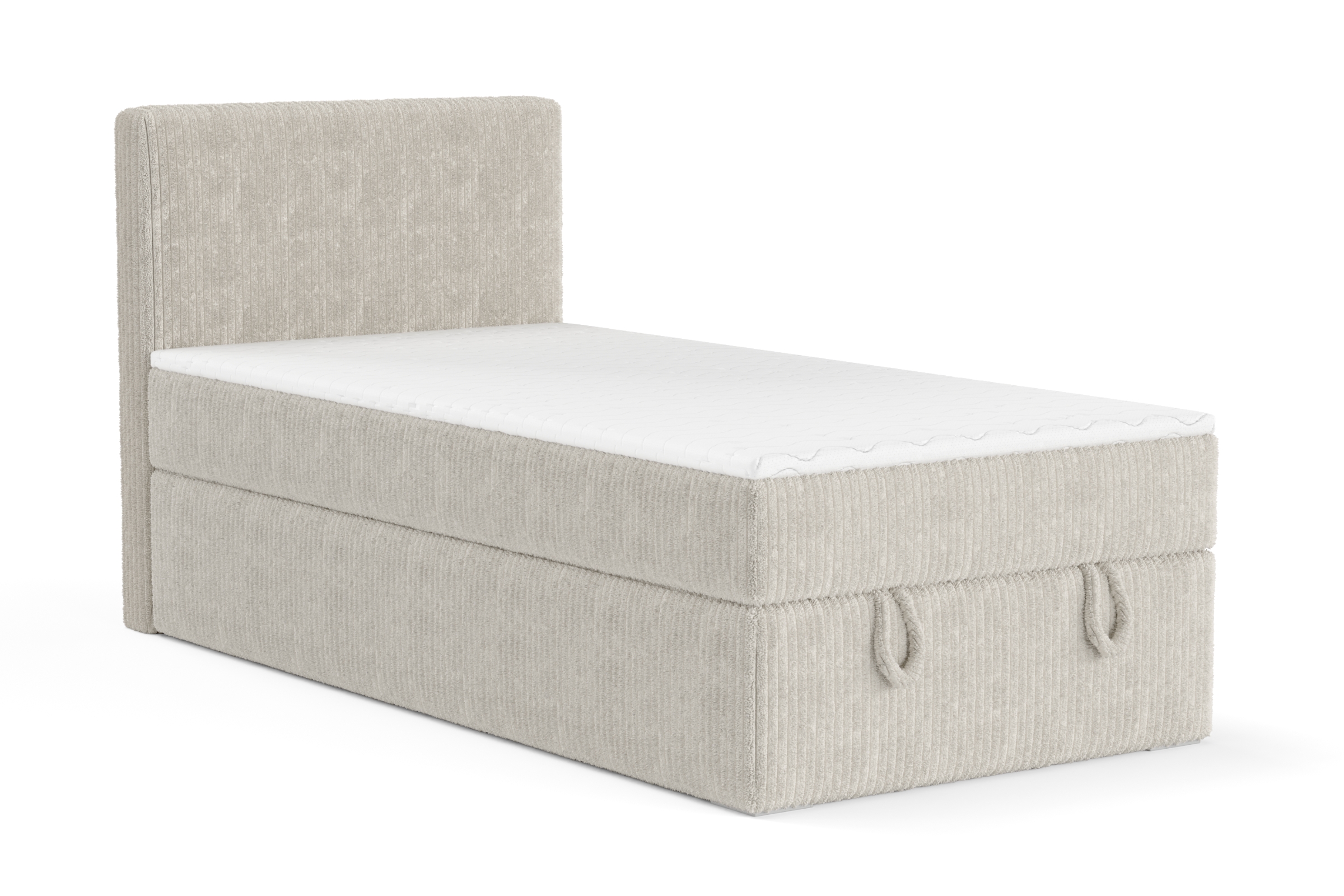 DENIS MINI 100x200 Cord Poso 100 Ecru boxspringbed met opbergruimte en een doorlopende matras Kinder Meubels 24