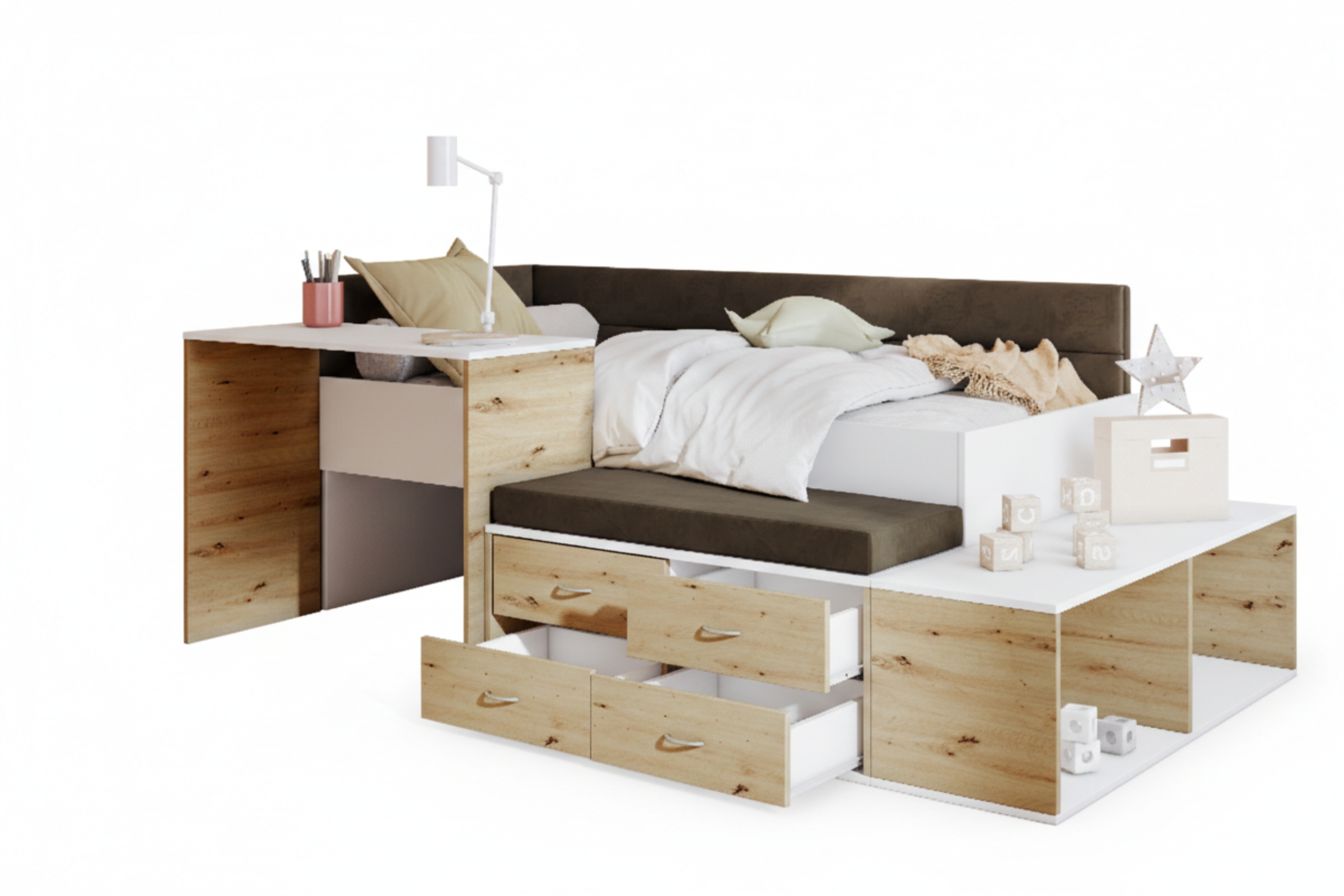 AMI 90x200 jeugd­bed multifunctioneel kinderbed inclusief bureau