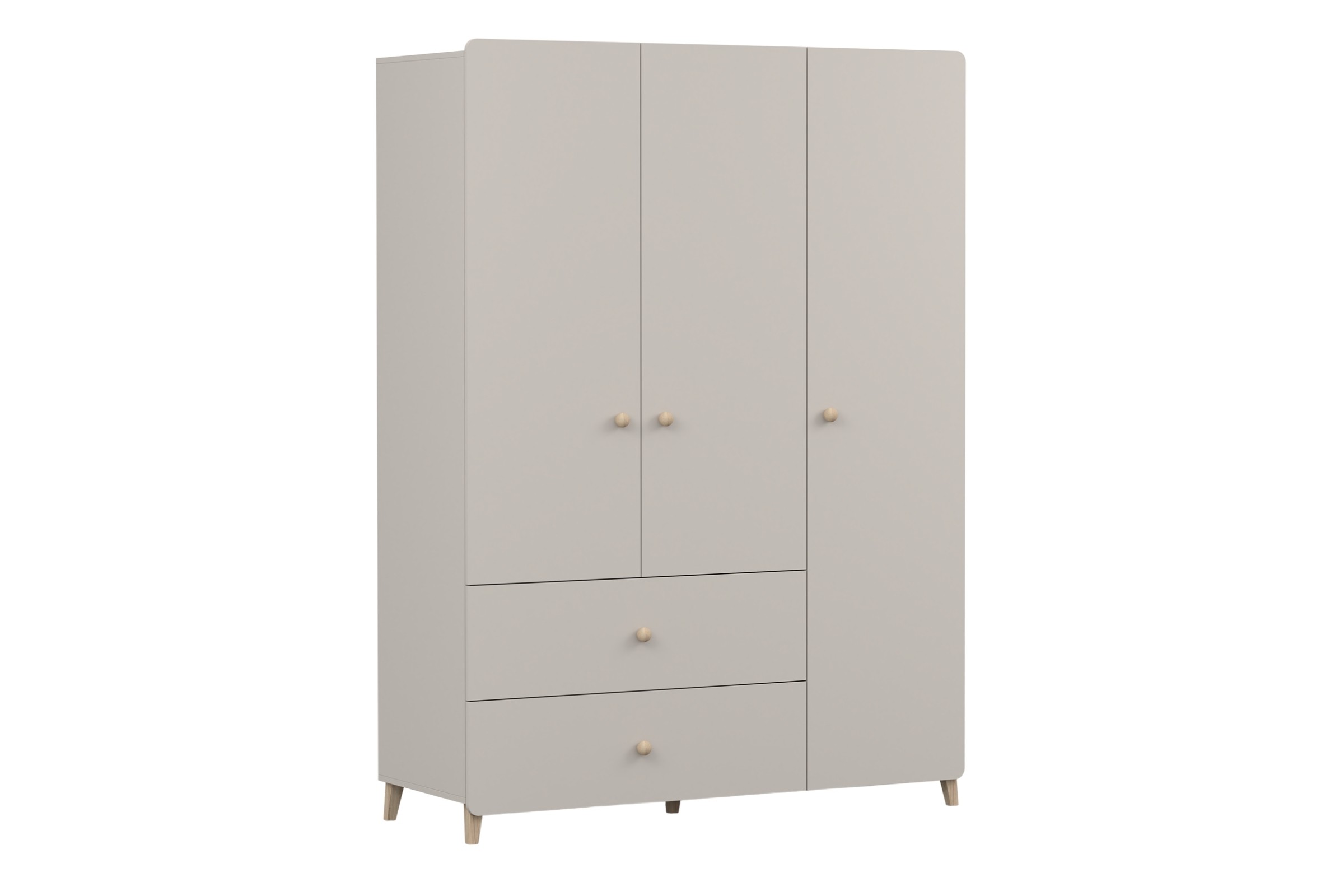 MARCO 01 kledingkast 120 cm kasjmier, 3-deurs, met 2 lades en kledingroede Kinder Meubels 24