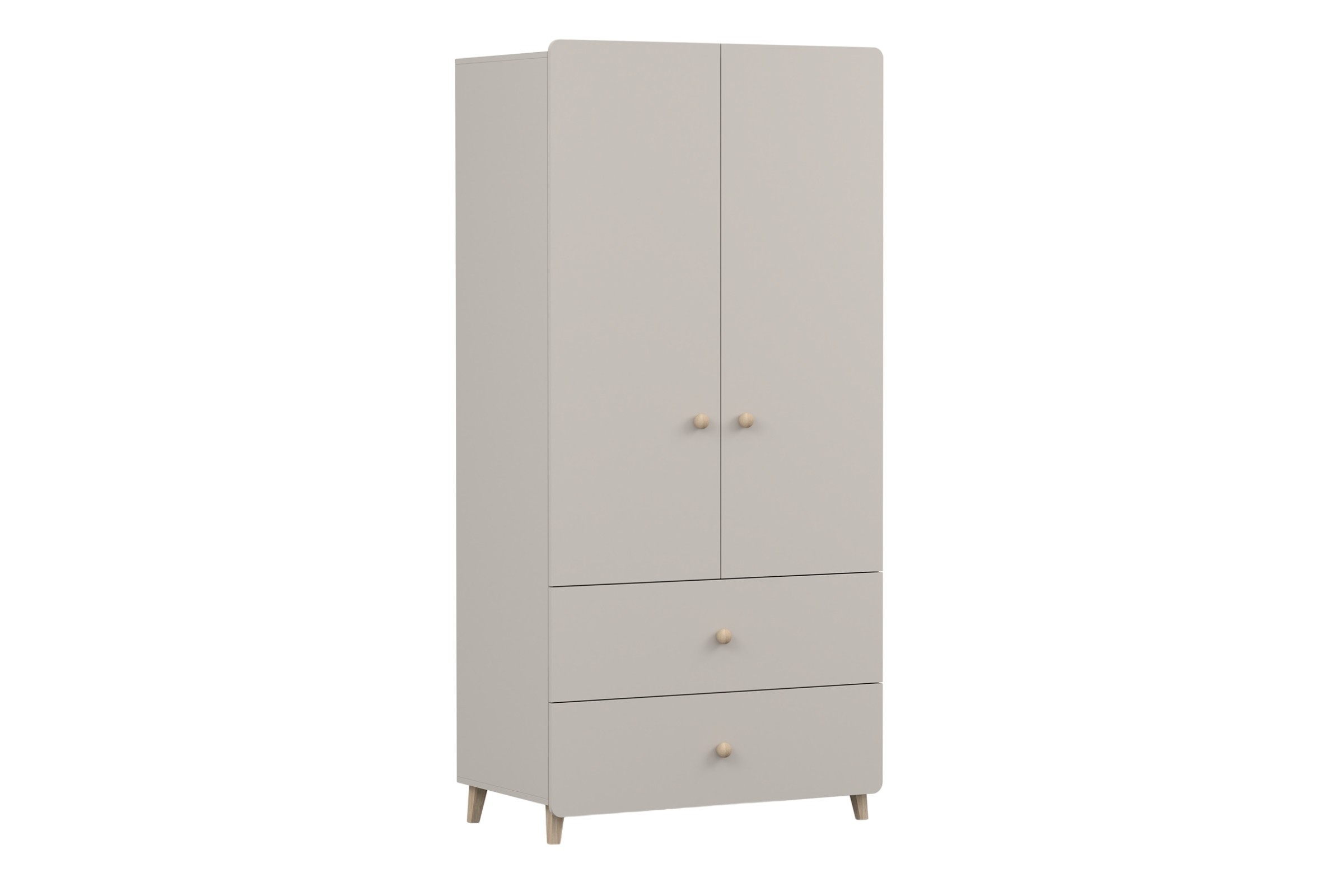 MARCO 02 kledingkast 90 cm kasjmier, 2-deurs, met 2 lades en kledingroede Kinder Meubels 24