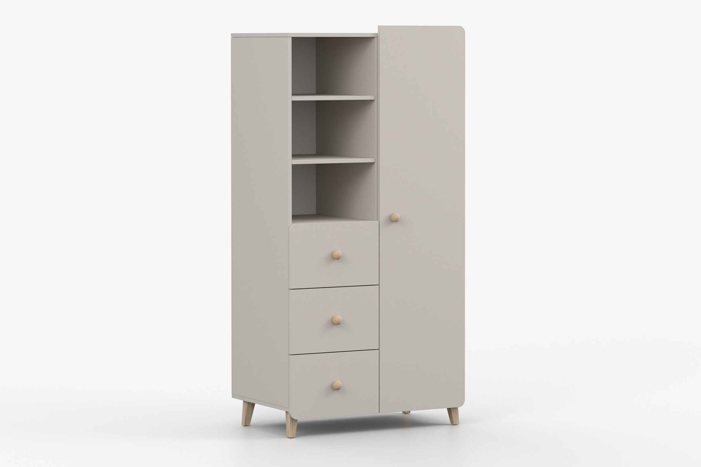 MARCO 05 kinderboekenkast boekenkast 80 cm kasjmier met 3 lades, 3 open vakken en 1 deur Kinder Meubels 24