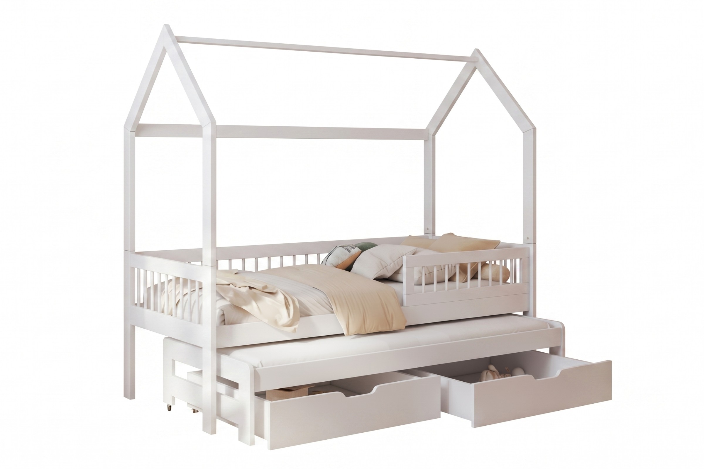 ADA II 80x180 Wit huisbed uitschuifbed Kinder Meubels 24