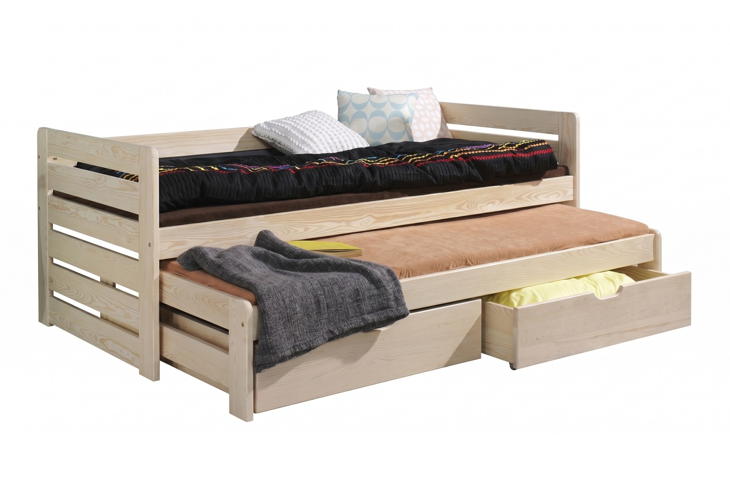 TED 80x180 Natuurlijk grenen kinderbed uitschuifbed met lades Kinder Meubels 24