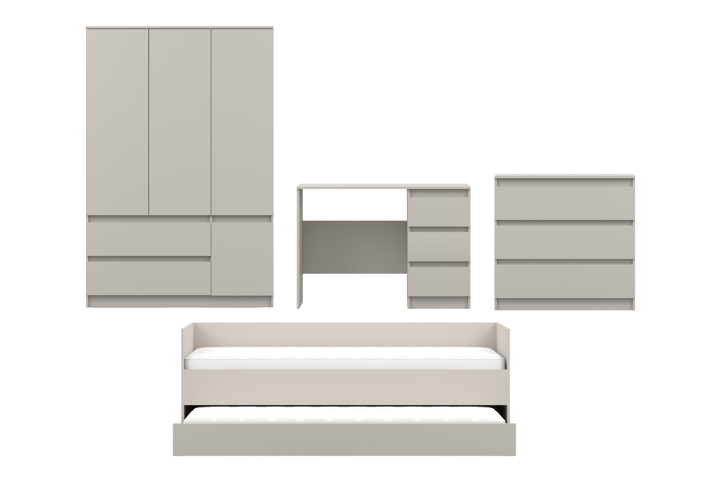 SIMO C tienerkamerset, kinderkamerset met bed 90x200 cm & logeerbed 80x200 cm Kinder Meubels 24